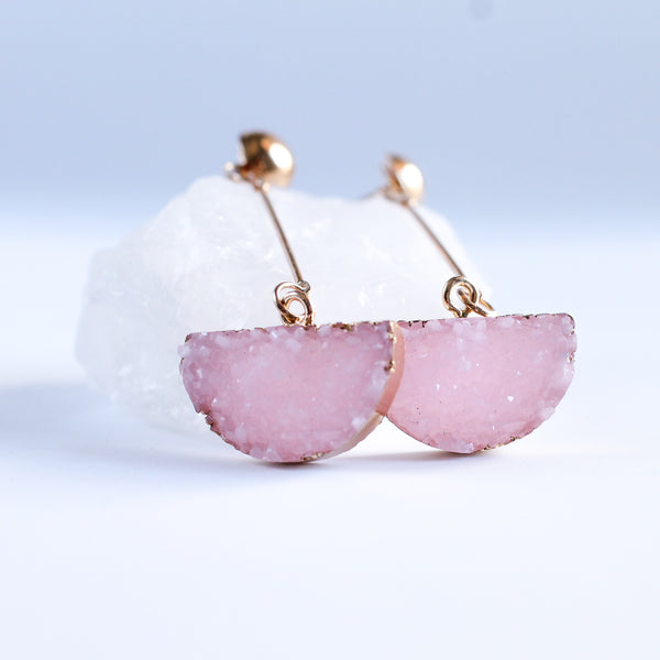 Half Moon Druzy Drop Earrings