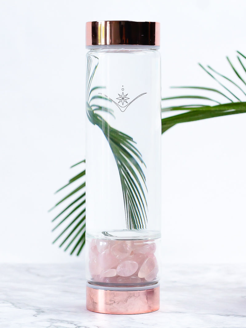 Rose Quartz Crystal Infusion Water Bottle