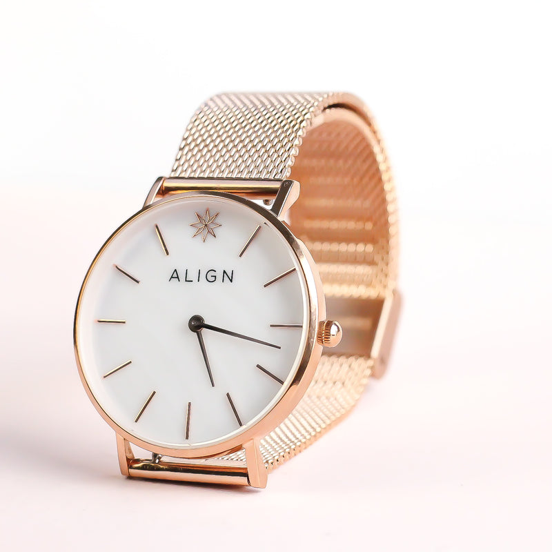 Rose Gold 'ALIGN' Shell Watch