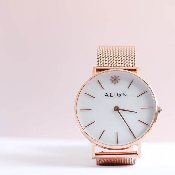 Rose Gold 'ALIGN' Shell Watch